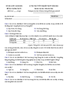 Đề thi thử tốt nghiệp Địa lí Sở Giáo dục Cao Bằng năm 2024