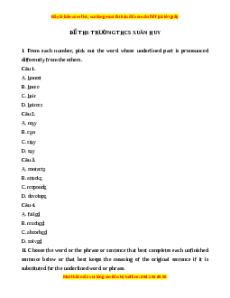 Đề thi cuối kì 2 Tiếng Anh 9 trường THCS Xuân Huy năm 2023