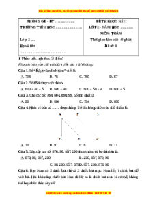 Đề thi cuối kì 2 Toán lớp 2 Kết nối tri thức (Đề 6)