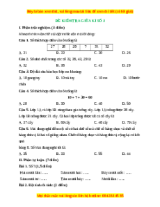Đề thi giữa kì 2 Toán lớp 1 Kết nối tri thức - Đề 3