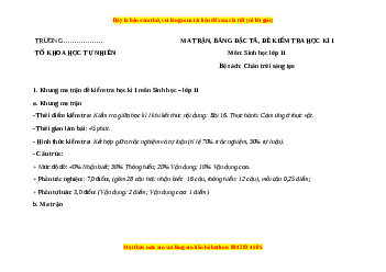 Đề thi cuối kì 1 Sinh học 11 Chân trời sáng tạo - Đề 1
