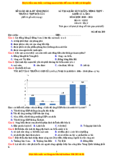 Đề thi thử Địa Lí trường Đội Cấn lần 1 năm 2021
