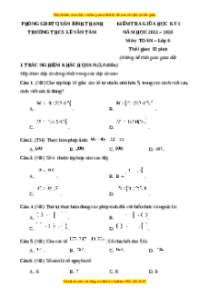 Đề thi giữa kì 1 Toán 6 Chân trời sáng tạo Trường THCS Lê Văn Tám - Quận Bình Thạnh - TPHCM
