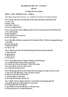 Bộ 7 đề thi cuối kì 1 Tin học 8 Kết nối tri thức có đáp án