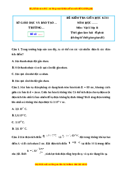 Đề thi giữa kì 2 Vật lí 11 Cánh diều (Đề 2)