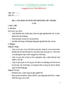 Giáo án Chủ đề F Bài 1 Tin học 12 Cánh diều: Làm quen với ngôn ngữ đánh dấu siêu văn bản