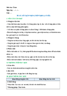 Giáo án Bài 15: Số thập phân (tiếp theo) Toán lớp 5 Cánh diều