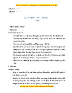 Giáo án Bài 9 Lịch sử & Địa lí lớp 4 Cánh diều: Thăng Long - Hà Nội