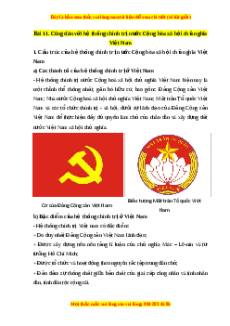 Lý thuyết Kinh tế pháp luật 10 Cánh diều Bài 11: Hệ thống chính trị nước Cộng hòa xã hội chủ nghĩa Việt Nam