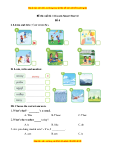 Đề thi cuối kì 1 Tiếng Anh lớp 4 i-Learn Smart Start (Đề 4 kèm file nghe)
