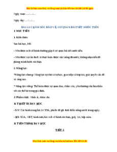 Giáo án Chăm sóc, bảo vệ cơ quan bài tiết nước tiểu TNXH lớp 2 Chân trời sáng tạo