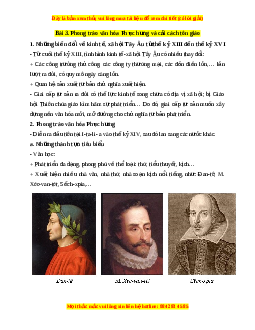 Lý thuyết Lịch sử 7 Kết nối tri thức Bài 3: Phong trào văn hóa Phục hưng và cải cách tôn giáo