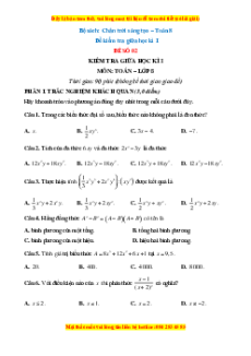 Đề thi giữa kì 1 Toán 8 Chân trời sáng tạo (đề 2)