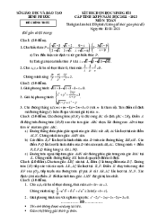 Đề  HSG Toán 9 cấp tỉnh - Bình Phước năm 2022-2023 có đáp án