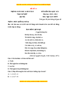 Đề thi cuối kì 1 Ngữ văn 8 Kết nối tri thức - Đề 14