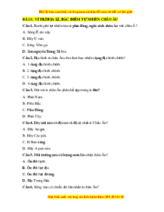 Bộ trắc nghiệm Địa lý 7 Kết nối tri thức có đáp án