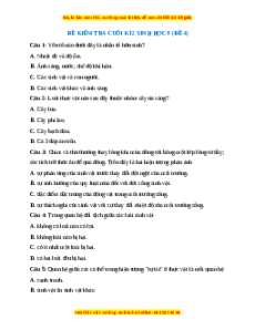 Đề thi cuối kì 2 Sinh học 9 (Đề 4)