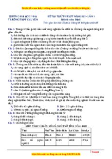 Đề thi thử Địa lí trường Chuyên Đại học Vinh năm 2023
