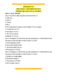 Đề thi GDCD 6 cuối kì 2 THCS Chu Văn An - Đề 2 có đáp án