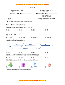 Đề thi cuối kì 1 Toán lớp 3 Chân trời sáng tạo - Đề 10