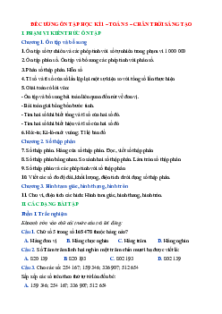 Đề cương ôn tập cuối học kì 1 Toán lớp 5 Chân trời sáng tạo