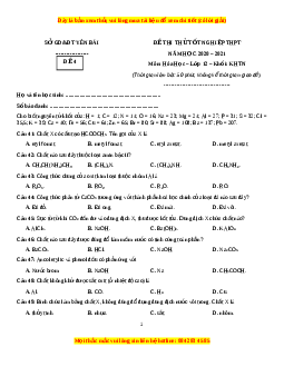 Đề thi thử Hóa Học Sở Yên Bái lần 1 năm 2021