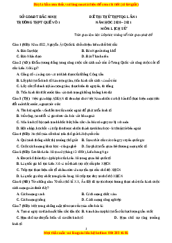 Đề thi thử Lịch Sử trường Quế Võ lần 1 năm 2021