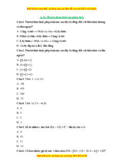 Trắc nghiệm Thứ tự thực hiện các phép tính Toán 6 Cánh diều