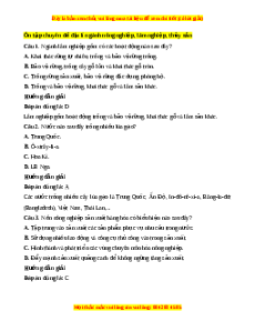 Trắc nghiệm tổng hợp Địa Lí 10 Chương : địa lí ngành nông nghiệp, lâm nghiệp, thủy sản Địa lí 10 Cánh diều