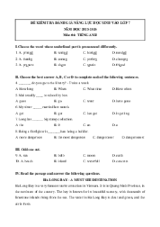 Bộ 3 đề thi khảo sát chất lượng đầu năm Tiếng anh 7 năm 2025 (có đáp án)