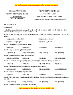 Đề thi thử Hóa Học trường Thạch Thành 1 năm 2021