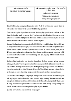 Đề thi thử vào 10 Tiếng Anh 2025 trường THCS Trưng Nhị (Hà Nội) tháng 2