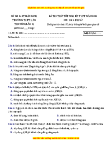 Đề thi thử tốt nghiệp Lịch sử trường THPT Hàn Thuyên lần 1 năm 2024