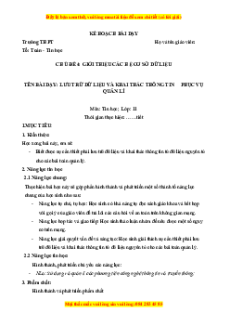Giáo án Bài 10 Tin 11 Kết nối tri thức: Lưu trữ dữ liệu và khai thác thông tin
