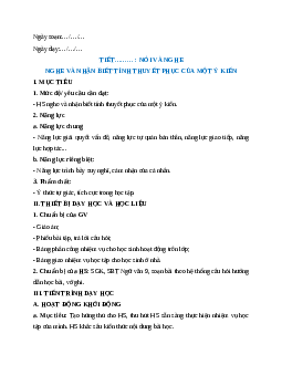 Giáo án Nghe và nhận biết tính thuyết phục của một ý kiến Ngữ Văn 9 Cánh diều