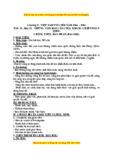 Giáo án Bài 25 Lịch sử 9: Những năm đầu của cuộc kháng chiến toàn quốc chống thực dân Pháp (1946-1950)