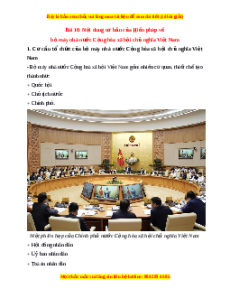 Lý thuyết KTPL 10 Kết nối tri thức Bài 18: Nội dung cơ bản của Hiến pháp về bộ máy nhà nước Cộng hòa xã hội chủ nghĩa Việt Nam