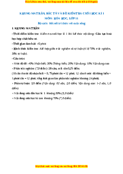 Đề thi cuối kì 1 Hóa Học 11 Kết nối tri thức - Đề 1