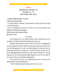 Đề thi cuối kì 2 Tiếng Việt lớp 4 Chân trời sáng tạo (Đề 9)