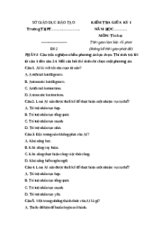 Đề thi giữa kì 1 Tin học 12 Chân trời sáng tạo 2024 (Đề 2)