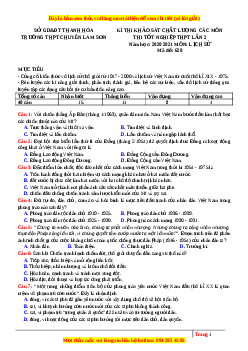 Đề thi thử Lịch Sử trường Chuyên Lam Sơn lần 2 năm 2021