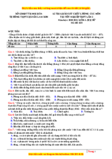 Đề thi thử Lịch Sử trường Chuyên Lam Sơn lần 2 năm 2021