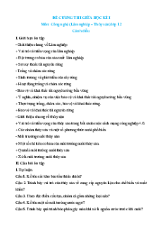 Đề cương ôn tập Cuối kì 1 Công nghệ 12 Lâm nghiệp, thủy sản Cánh diều