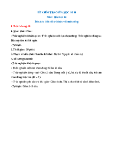 Bộ 3 đề thi giữa kì 2 Hóa học 12 Kết nối tri thức có đáp án