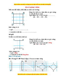 VBT Toán lớp 3 Bài 15 (Chân trời sáng tạo): Hình vuông