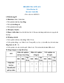 Bộ 11 đề thi Hóa học 10 Giữa kì 1 Cánh diều cấu trúc mới