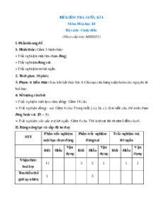 Bộ 11 đề thi Hóa học 10 Giữa kì 1 Cánh diều cấu trúc mới