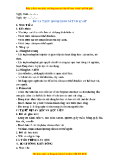 Giáo án Bài 21 KHTN 6 Chân trời sáng tạo (2024): Thực hành quan sát sinh vật