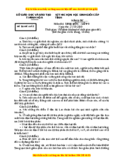 Đề thi hsg Sinh học 9 Tỉnh Thanh Hóa năm 2023 có đáp án