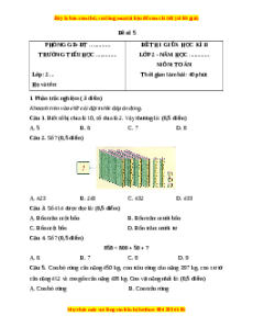 Đề thi giữa kì 2 Toán lớp 2 Chân trời sáng tạo - Đề 5